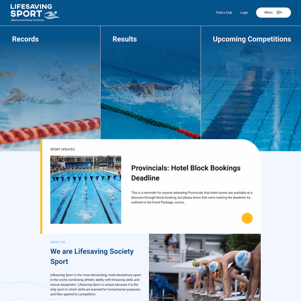 screenshot of the Lifesaving Sport website