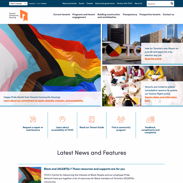 screenshot of the Toronto Community Housing website