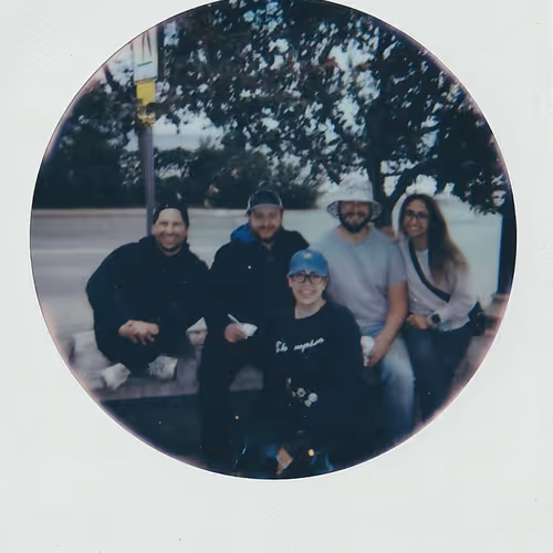 All of us standing in front of the lake at the end of the weekend